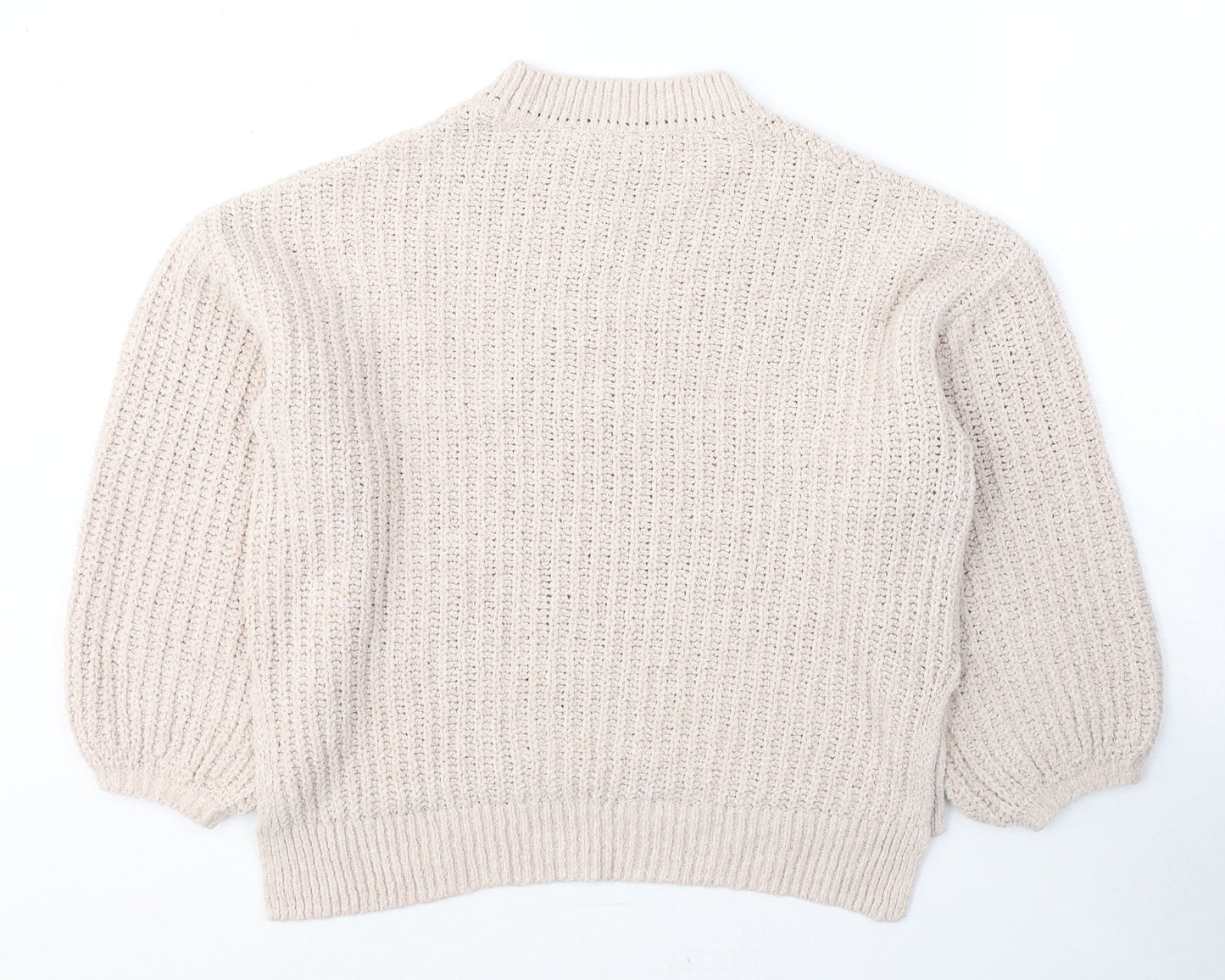 Gallery Womens Beige Round Neck  Polyester Pullover Jumper Size S