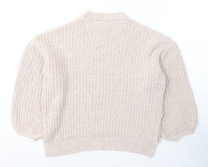Gallery Womens Beige Round Neck  Polyester Pullover Jumper Size S