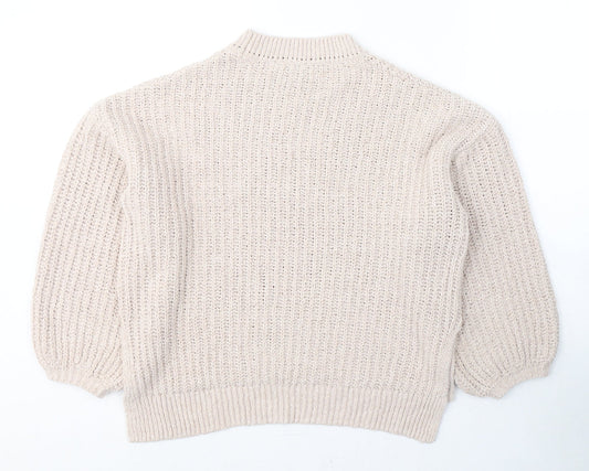 Gallery Womens Beige Round Neck  Polyester Pullover Jumper Size S