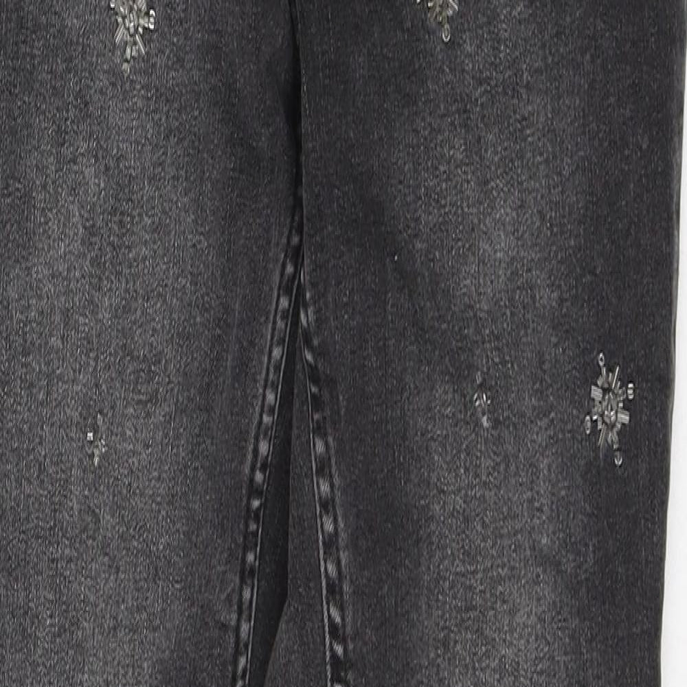 NEXT Womens Black  Cotton Skinny Jeans Size 8 L28 in Regular Button