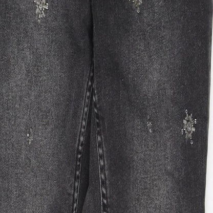 NEXT Womens Black  Cotton Skinny Jeans Size 8 L28 in Regular Button