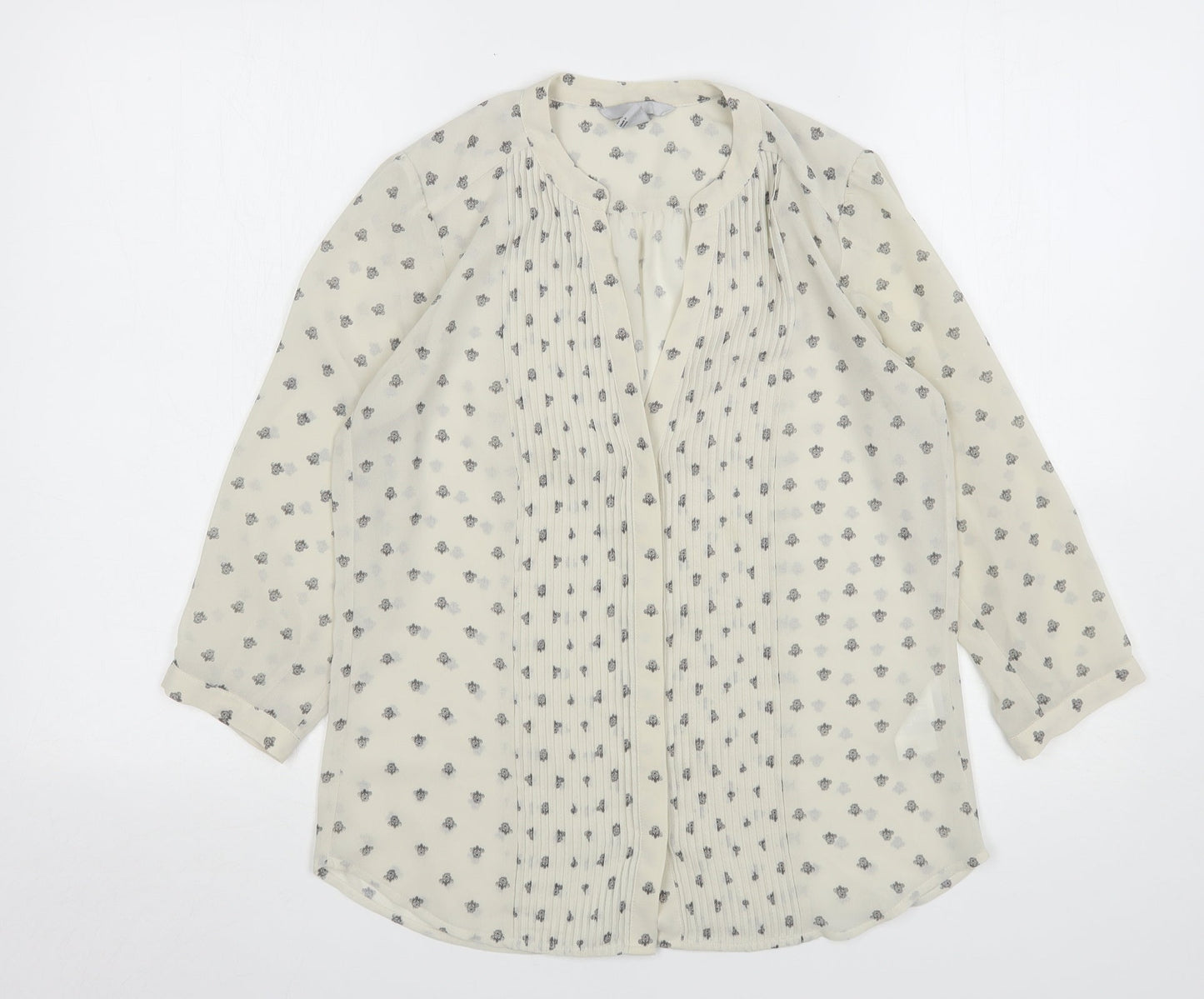 Womens UK Size 6 H&M Beige Basic Button-Up