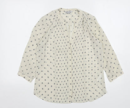 Womens UK Size 6 H&M Beige Basic Button-Up