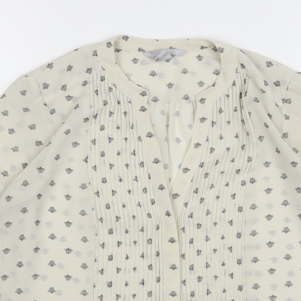 Womens UK Size 6 H&M Beige Basic Button-Up