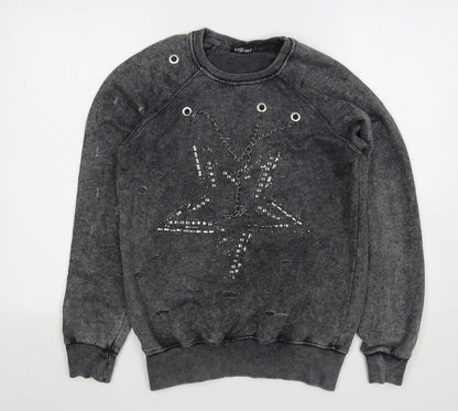 Sponder Womens Grey  Cotton Pullover Sweatshirt Size M