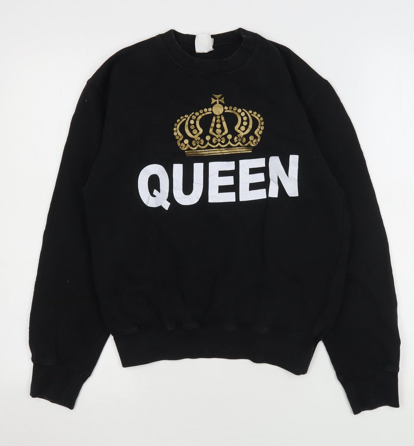 Famona Womens Black  Cotton Pullover Sweatshirt Size XS   - Queen