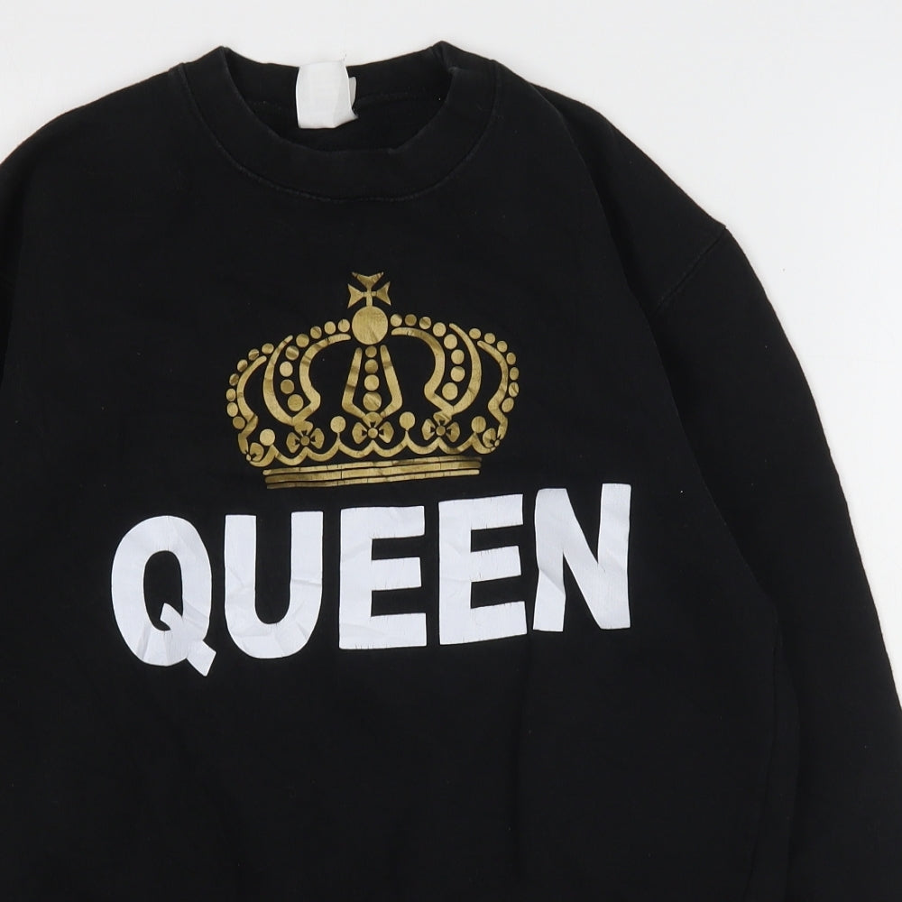 Famona Womens Black  Cotton Pullover Sweatshirt Size XS   - Queen