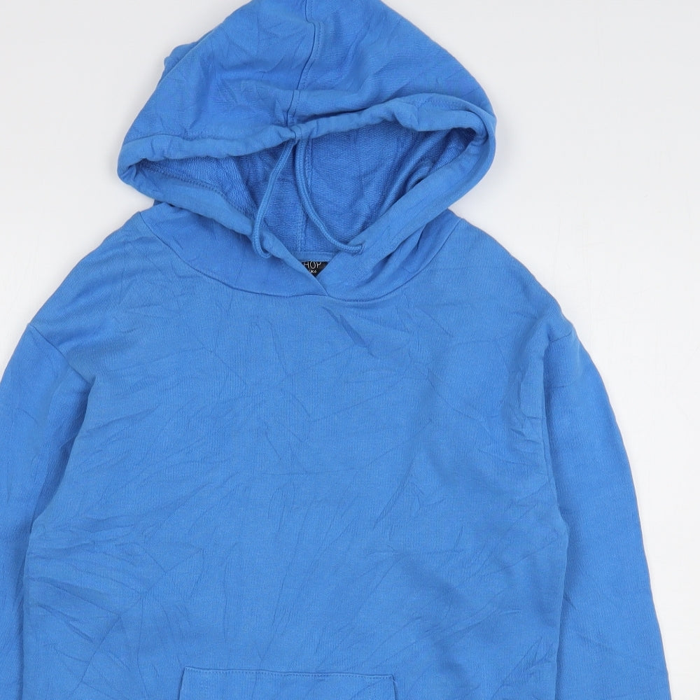 Topshop Womens Blue  Cotton Pullover Hoodie Size 6