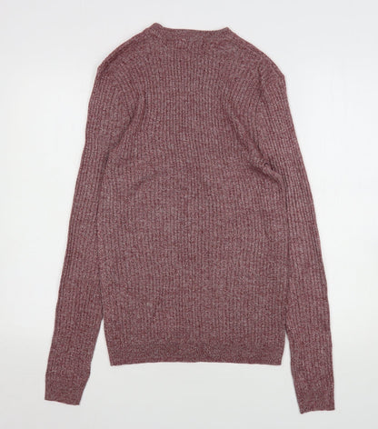 Topman Mens Red Round Neck  Acrylic Pullover Jumper Size L