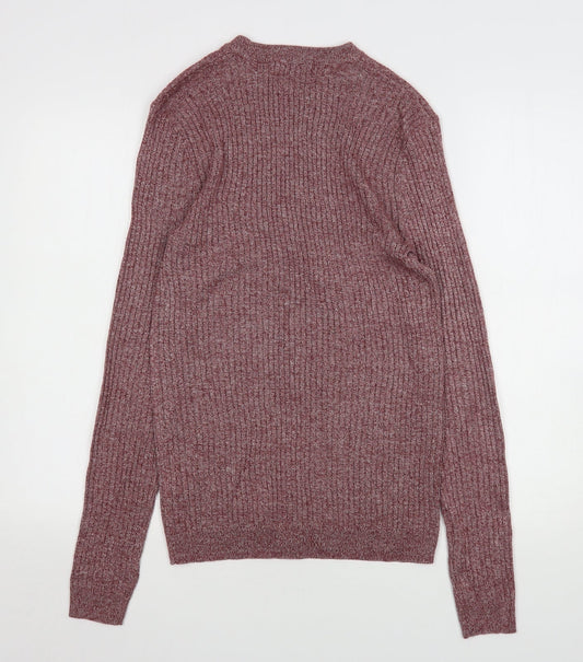 Topman Mens Red Round Neck  Acrylic Pullover Jumper Size L