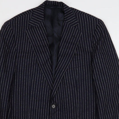 VIP Mens Grey Striped Wool Jacket Suit Jacket Size 42
