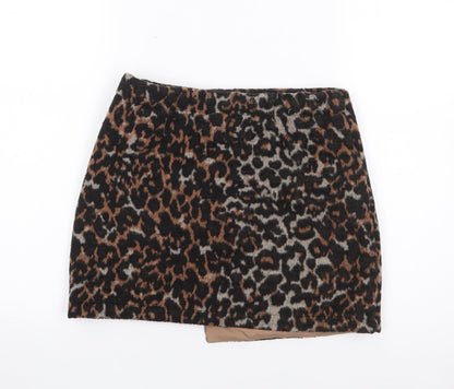 NEXT Girls Brown Animal Print Polyester A-Line Skirt Size 11 Years  Regular Zip
