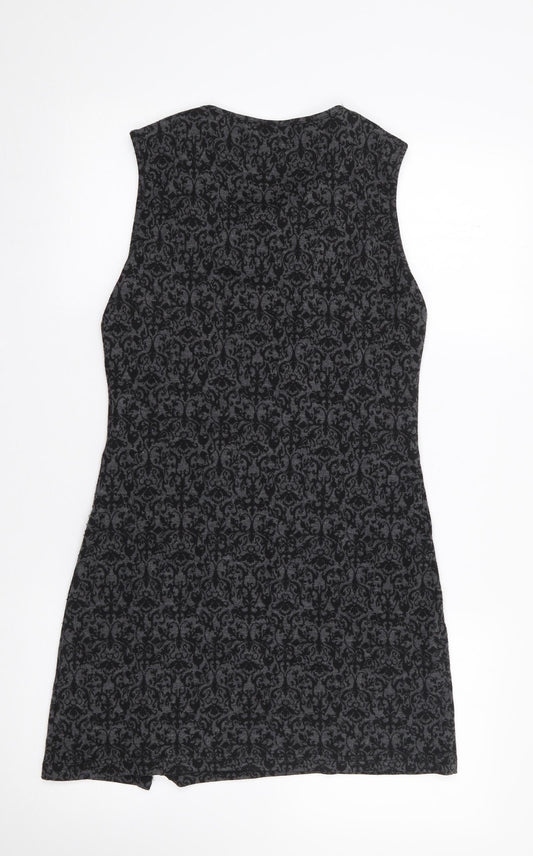 Select Womens Grey Floral Polyester Bodycon  Size 10  Roll Neck Pullover