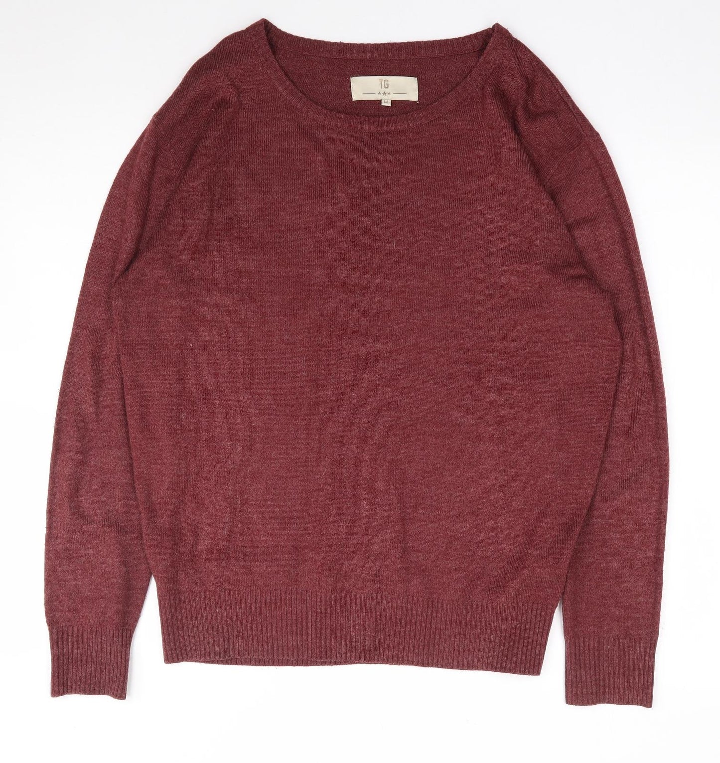 TG Mens Red Crew Neck  Acrylic Pullover Jumper Size M