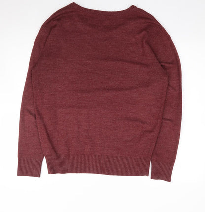TG Mens Red Crew Neck  Acrylic Pullover Jumper Size M