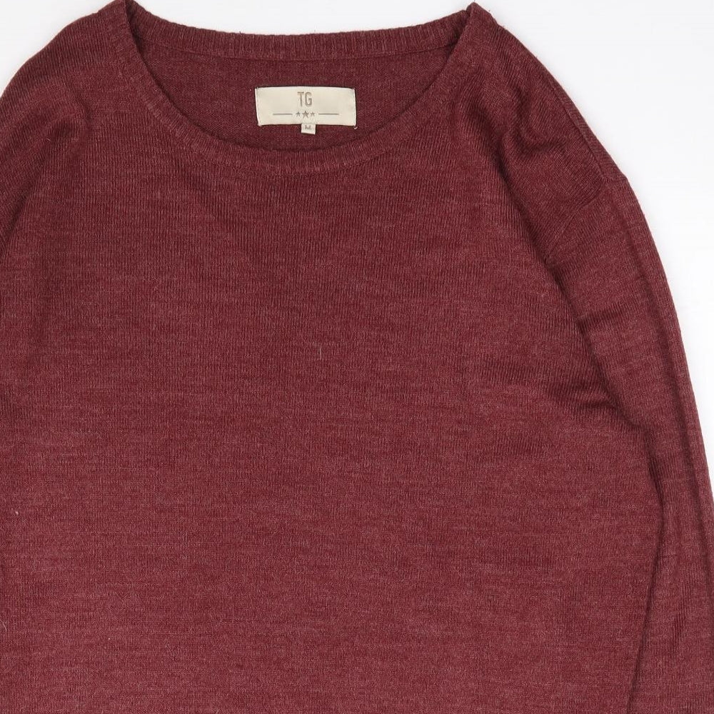 TG Mens Red Crew Neck  Acrylic Pullover Jumper Size M