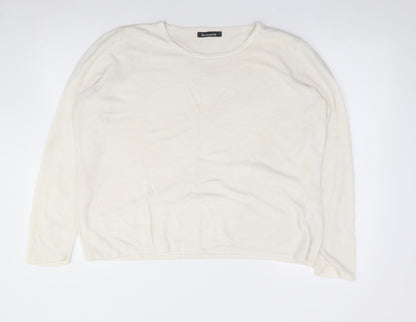 Bonmarché Womens Ivory Round Neck  Acrylic Pullover Jumper Size L