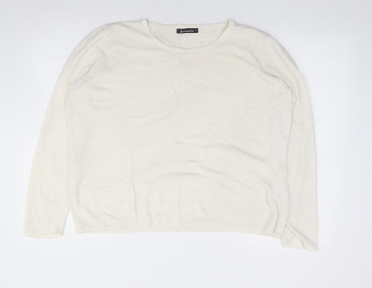 Bonmarché Womens Ivory Round Neck  Acrylic Pullover Jumper Size L