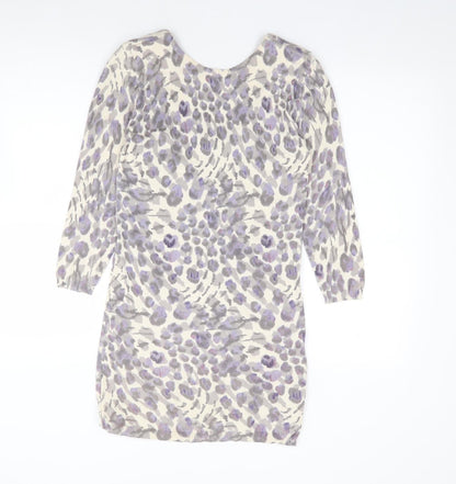 River Island Womens Multicoloured Animal Print Cotton Bodycon  Size 8  Scoop Neck Pullover