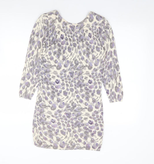 River Island Womens Multicoloured Animal Print Cotton Bodycon  Size 8  Scoop Neck Pullover