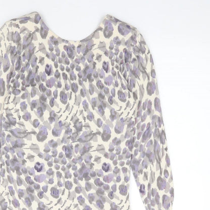 River Island Womens Multicoloured Animal Print Cotton Bodycon  Size 8  Scoop Neck Pullover