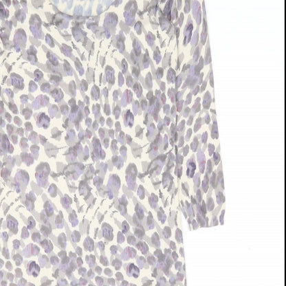 River Island Womens Multicoloured Animal Print Cotton Bodycon  Size 8  Scoop Neck Pullover