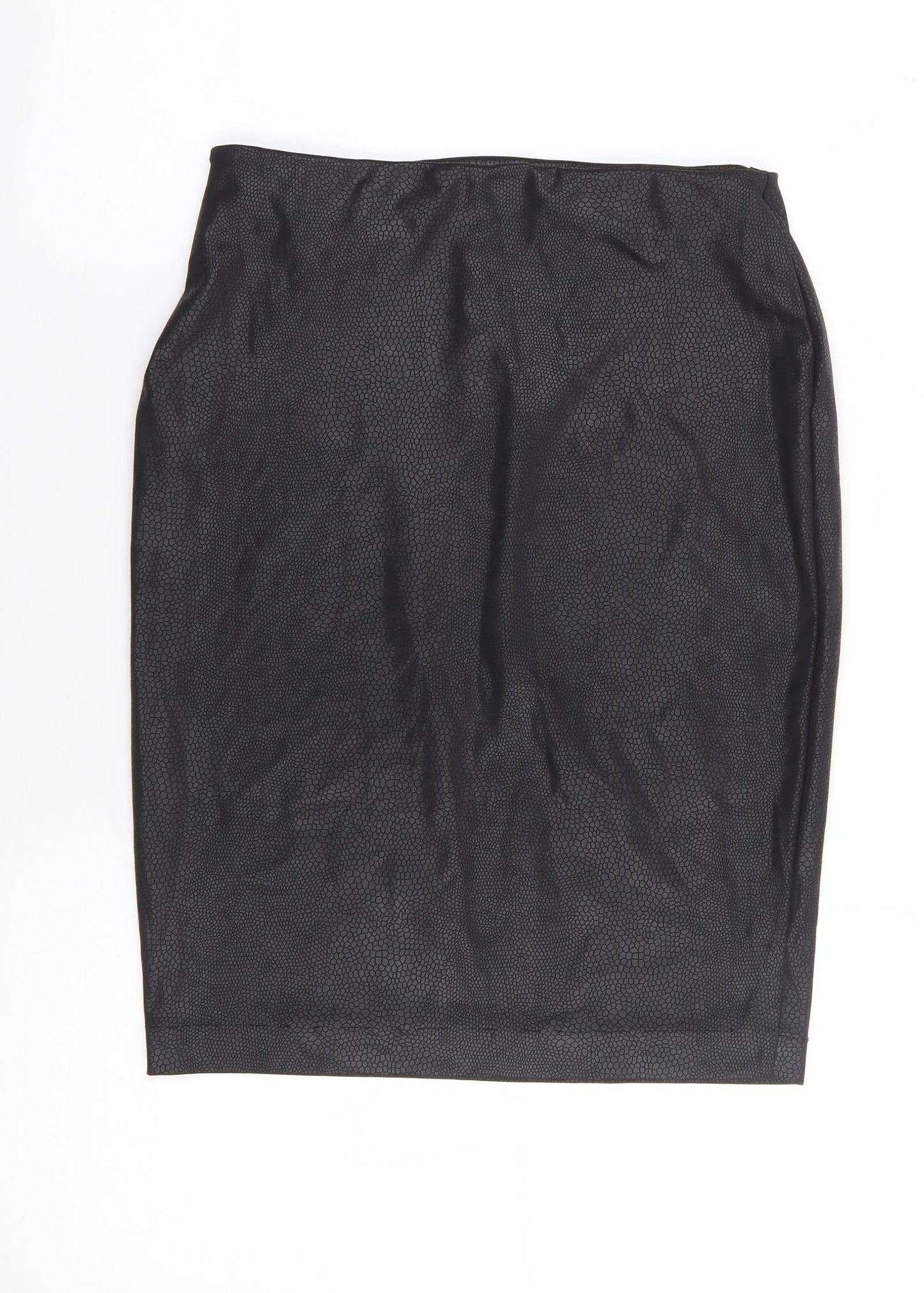 Pied A Terre Womens Black Animal Print Polyester Straight & Pencil Skirt Size 8   Zip