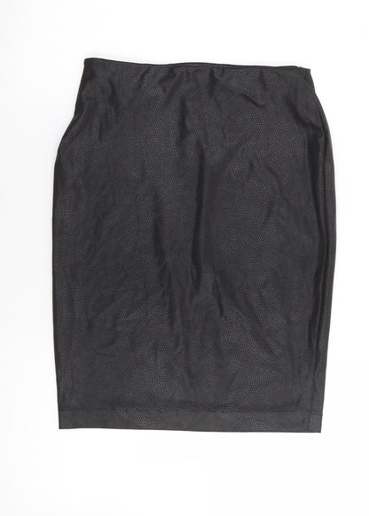Pied A Terre Womens Black Animal Print Polyester Straight & Pencil Skirt Size 8   Zip