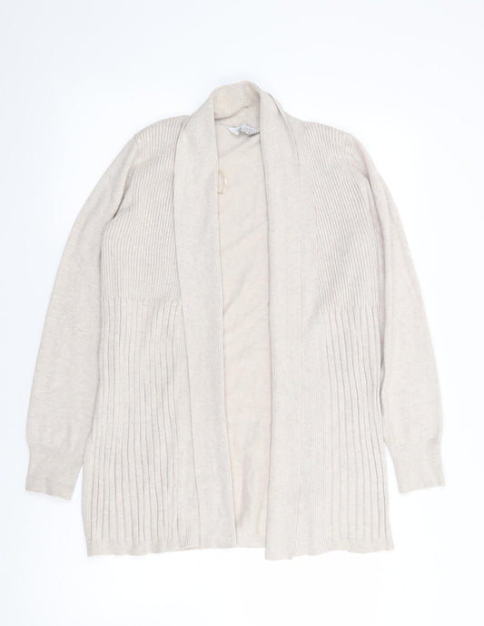 BHS Womens Beige V-Neck  Viscose Cardigan Jumper Size 12