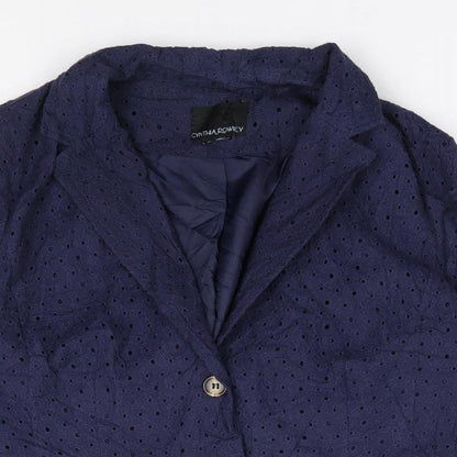 Cynthia Rowley Womens Blue Floral  Jacket Blazer Size S  Button