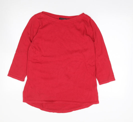 Jeanne Pierre Womens Red Round Neck  100% Cotton Pullover Jumper Size S