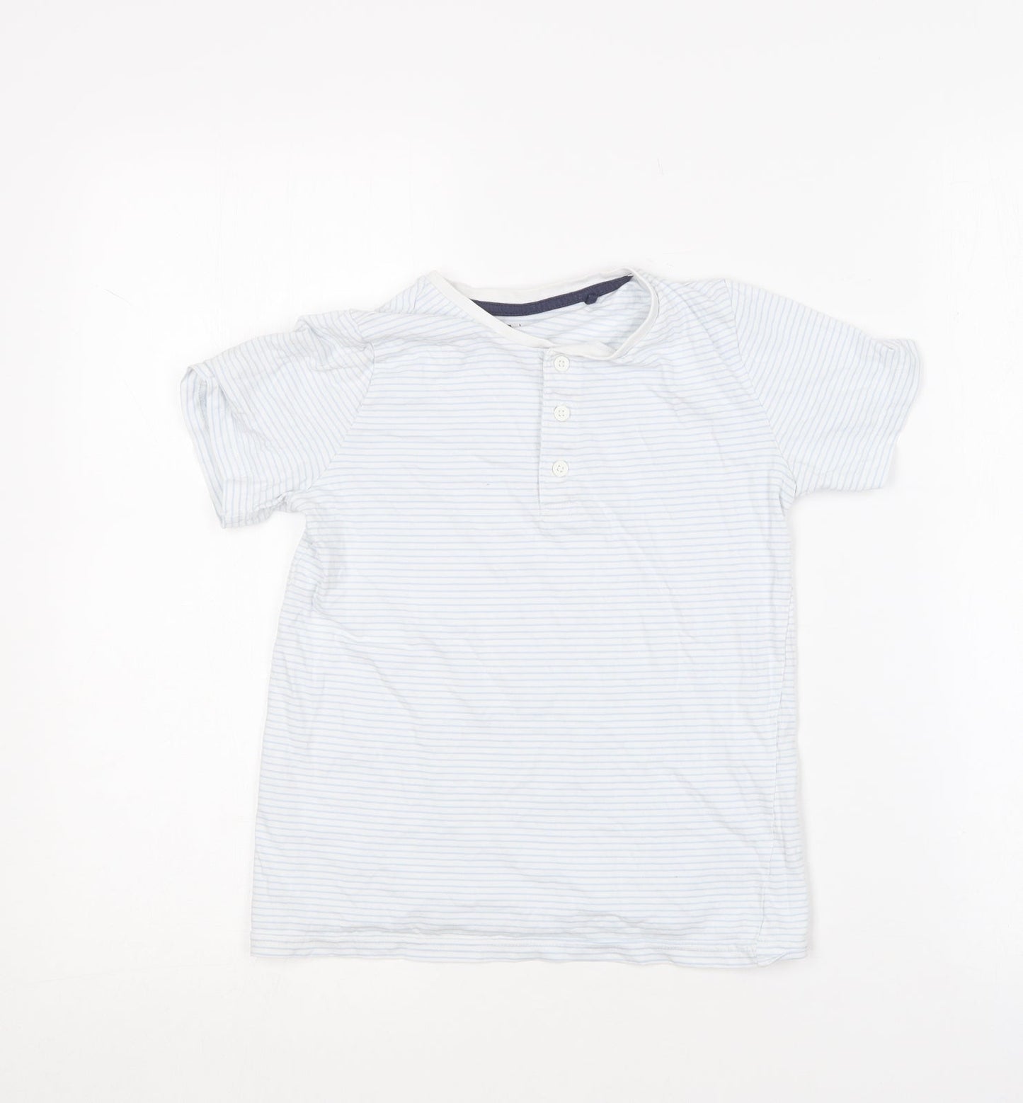 TU Boys Blue Striped Cotton Basic T-Shirt Size 8 Years Round Neck