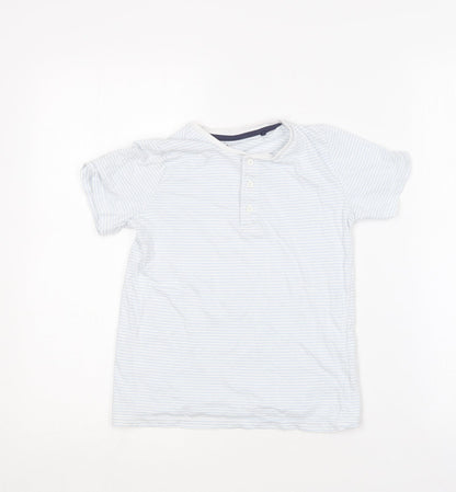 TU Boys Blue Striped Cotton Basic T-Shirt Size 8 Years Round Neck