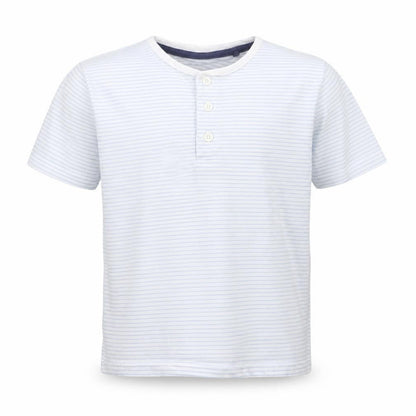 TU Boys Blue Striped Cotton Basic T-Shirt Size 8 Years Round Neck