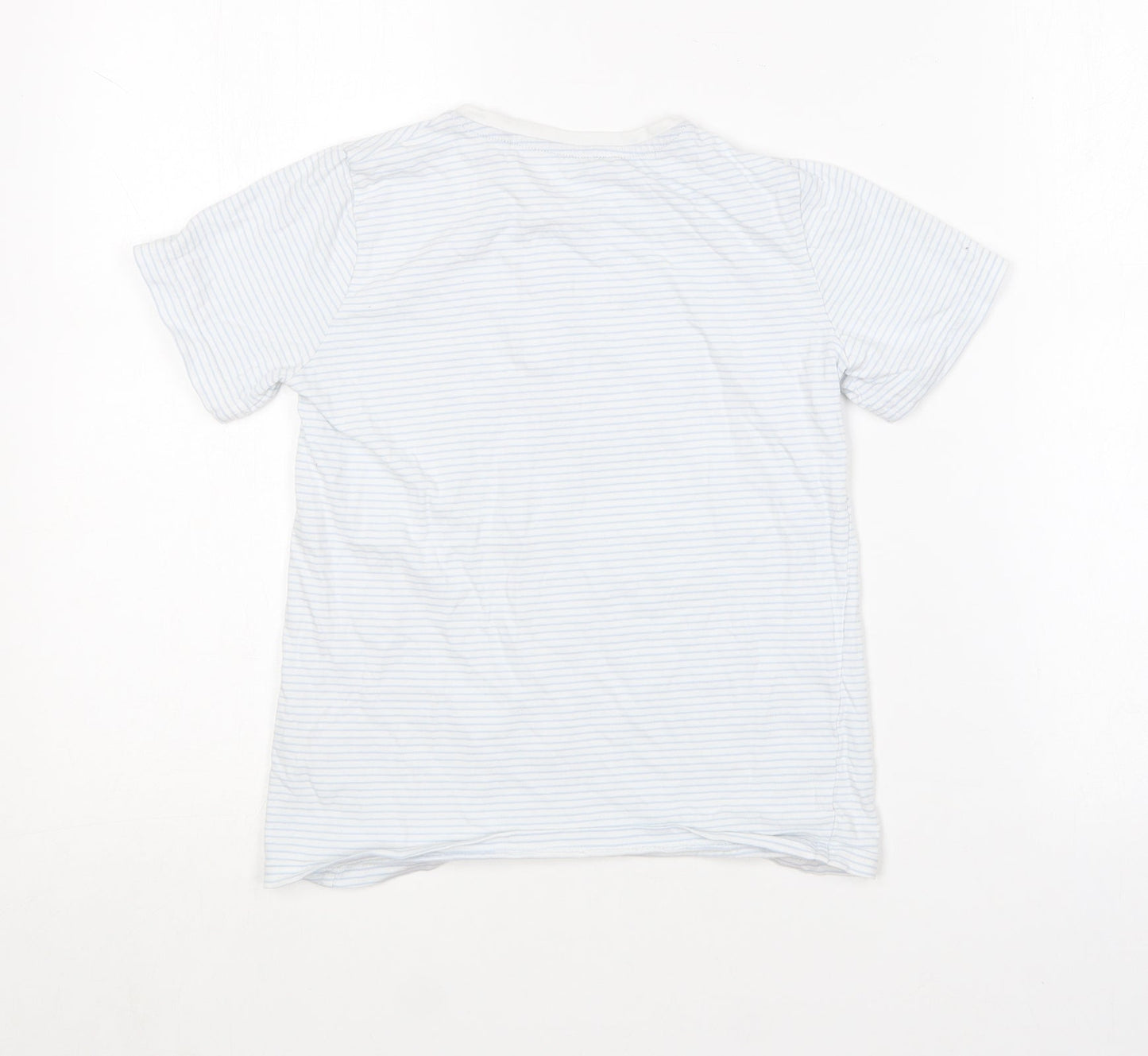 TU Boys Blue Striped Cotton Basic T-Shirt Size 8 Years Round Neck