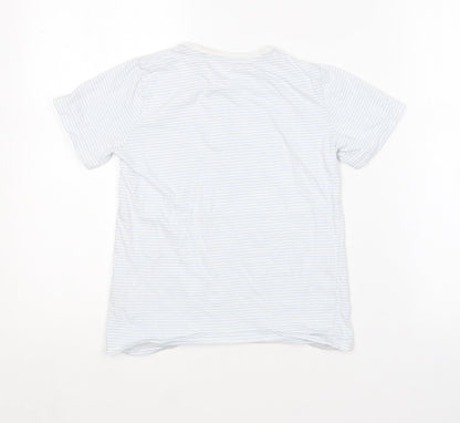 TU Boys Blue Striped Cotton Basic T-Shirt Size 8 Years Round Neck
