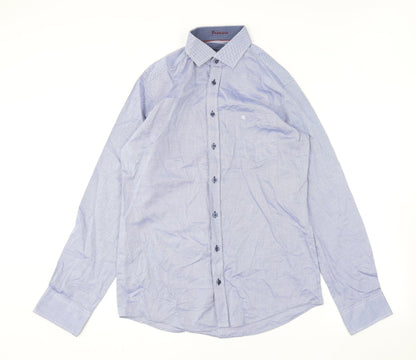 Mens UK Size L CASAMODA Blue  Button-Up Long Sleeve Casual Shirt