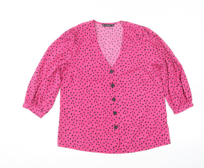 Womens UK Size S Dunnes Stores Pink Basic Button-Up