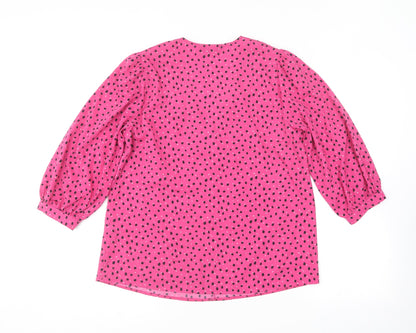 Womens UK Size S Dunnes Stores Pink Basic Button-Up