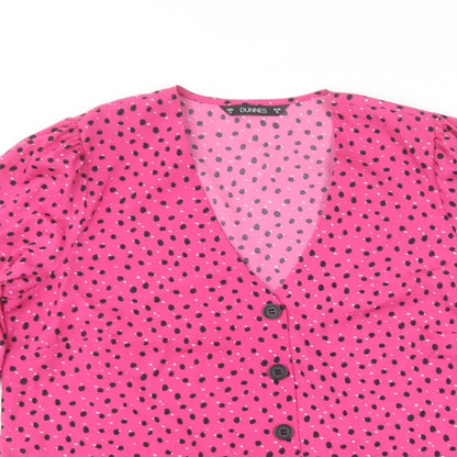Womens UK Size S Dunnes Stores Pink Basic Button-Up