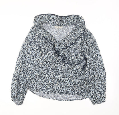 F&F Womens Blue Floral Viscose Basic Blouse Size 10 Collared