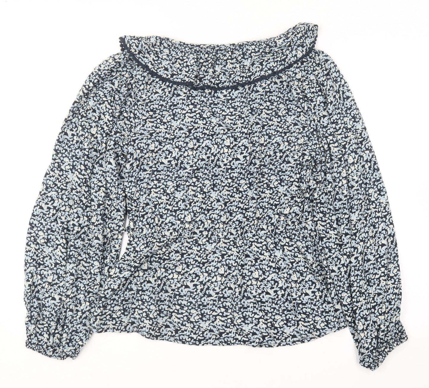 F&F Womens Blue Floral Viscose Basic Blouse Size 10 Collared