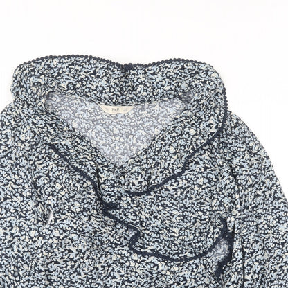 F&F Womens Blue Floral Viscose Basic Blouse Size 10 Collared