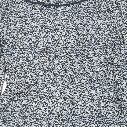 F&F Womens Blue Floral Viscose Basic Blouse Size 10 Collared