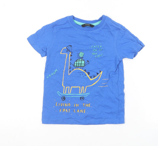 George Boys Blue  Cotton Basic T-Shirt Size 4-5 Years Round Neck  - Lama