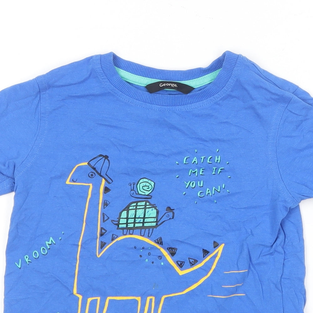 George Boys Blue  Cotton Basic T-Shirt Size 4-5 Years Round Neck  - Lama