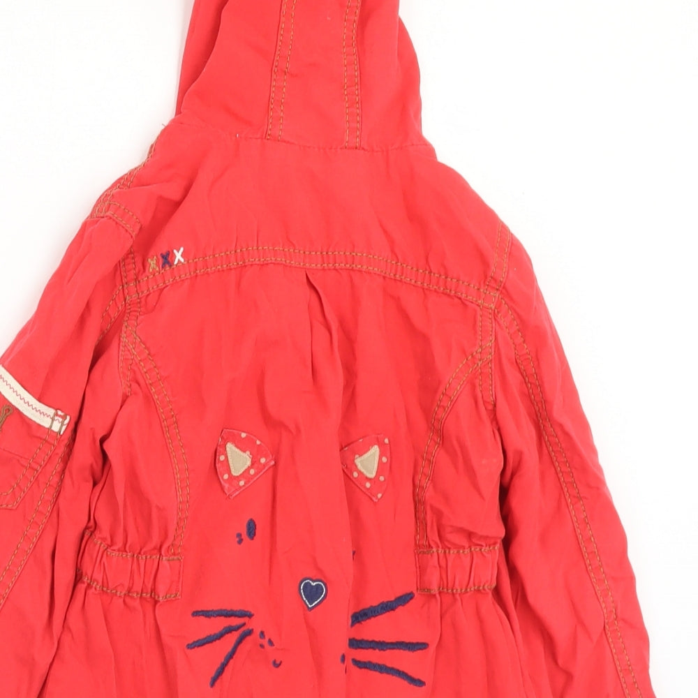 NEXT Girls Red Polka Dot  Parka Coat Size 2-3 Years  Button
