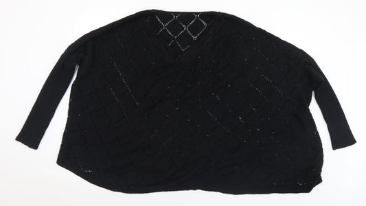 SheIn Womens Black V-Neck  Acrylic Pullover Jumper Size XL