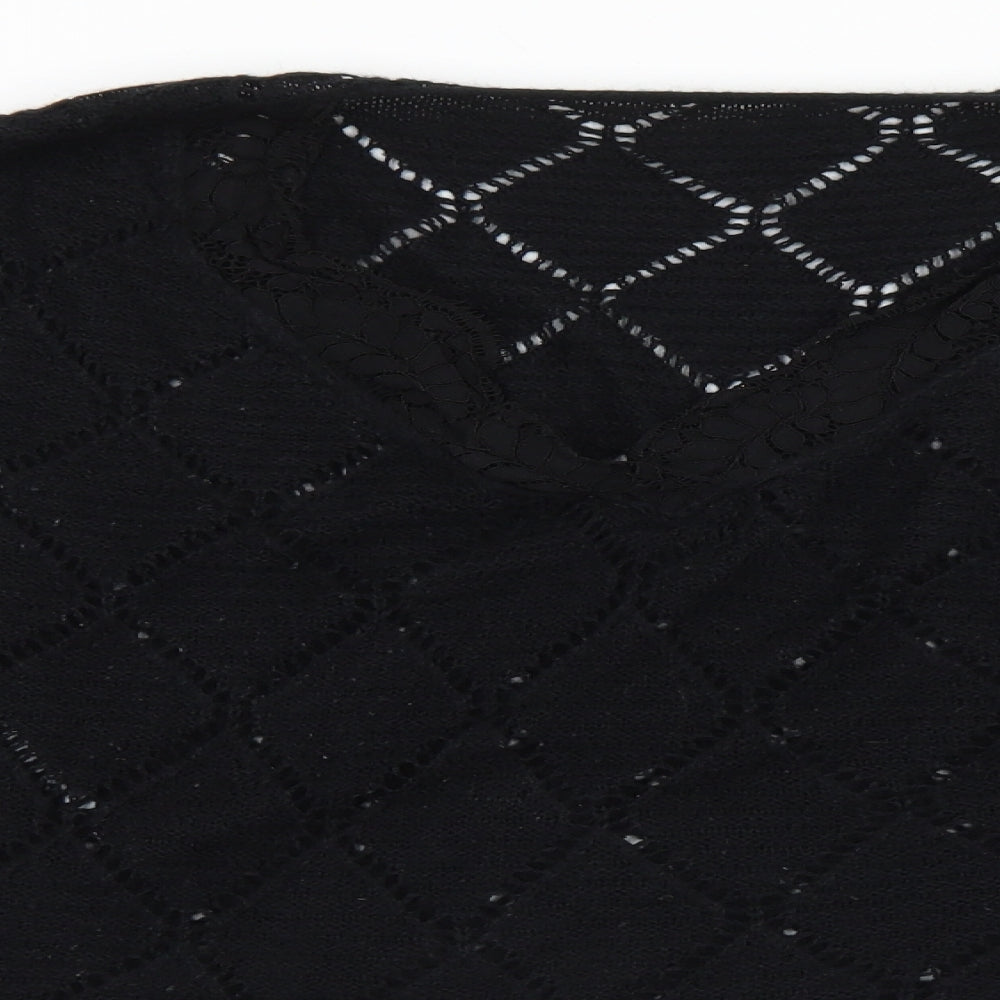 SheIn Womens Black V-Neck  Acrylic Pullover Jumper Size XL