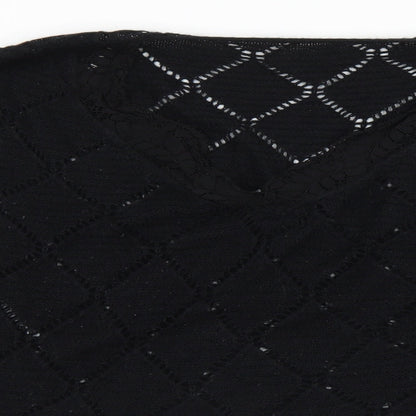 SheIn Womens Black V-Neck  Acrylic Pullover Jumper Size XL